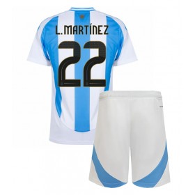 Argentina Lautaro Martinez #22 Hemmakläder Barn Copa America 2024 Kortärmad (+ Korta byxor)